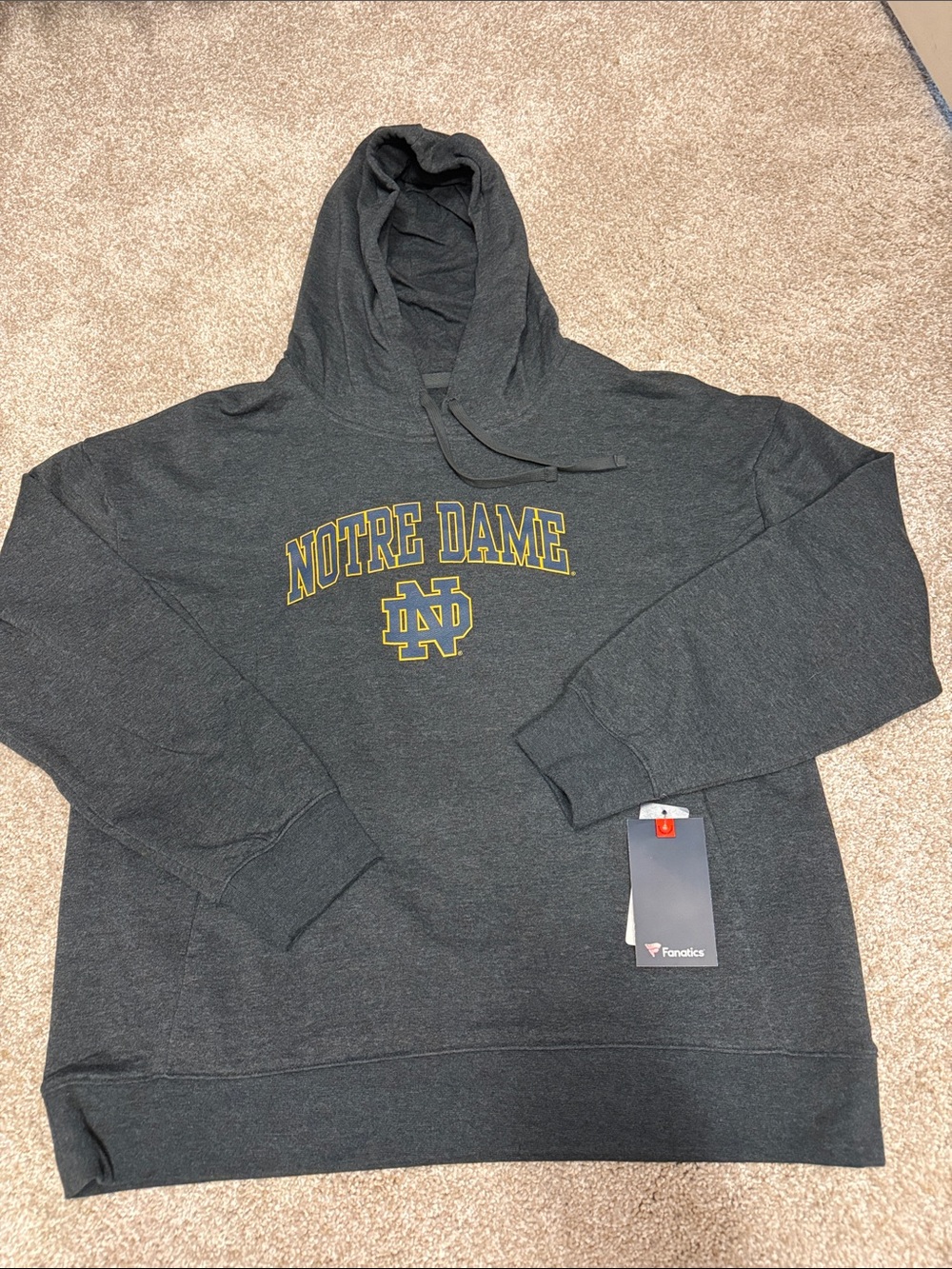 Fanatics Notre Dame Dark Gray Hoodie with Gold Logo